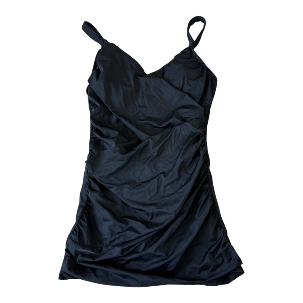 NWT SPANX Black Drape Swim Dress 12